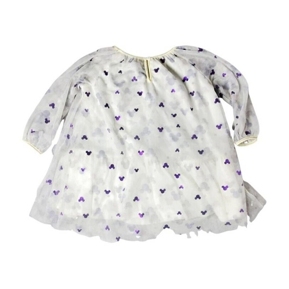Disney Junior Mickey Mouse Dress Size 2T Tulle Overlay Purple White Sheer Flowy - Picture 2 of 5